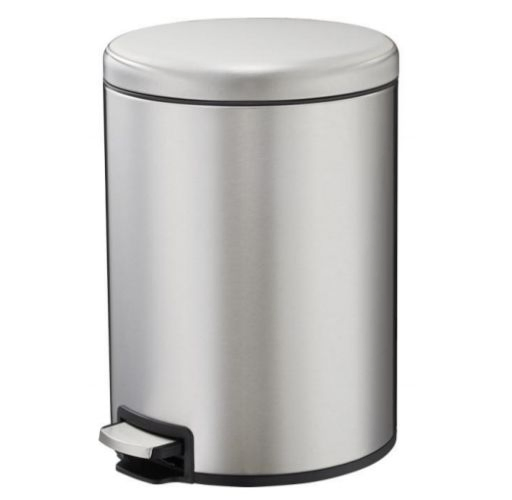 Curved Lid Flat Foot Pedal Stainless Steel Trash Can Series