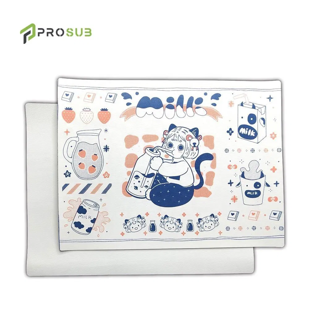 Prosub Sublimation Placemat Blanks Custom Printing Logo PU Leather PVC Rectangle 30*40cm White Sublimation Table Mats