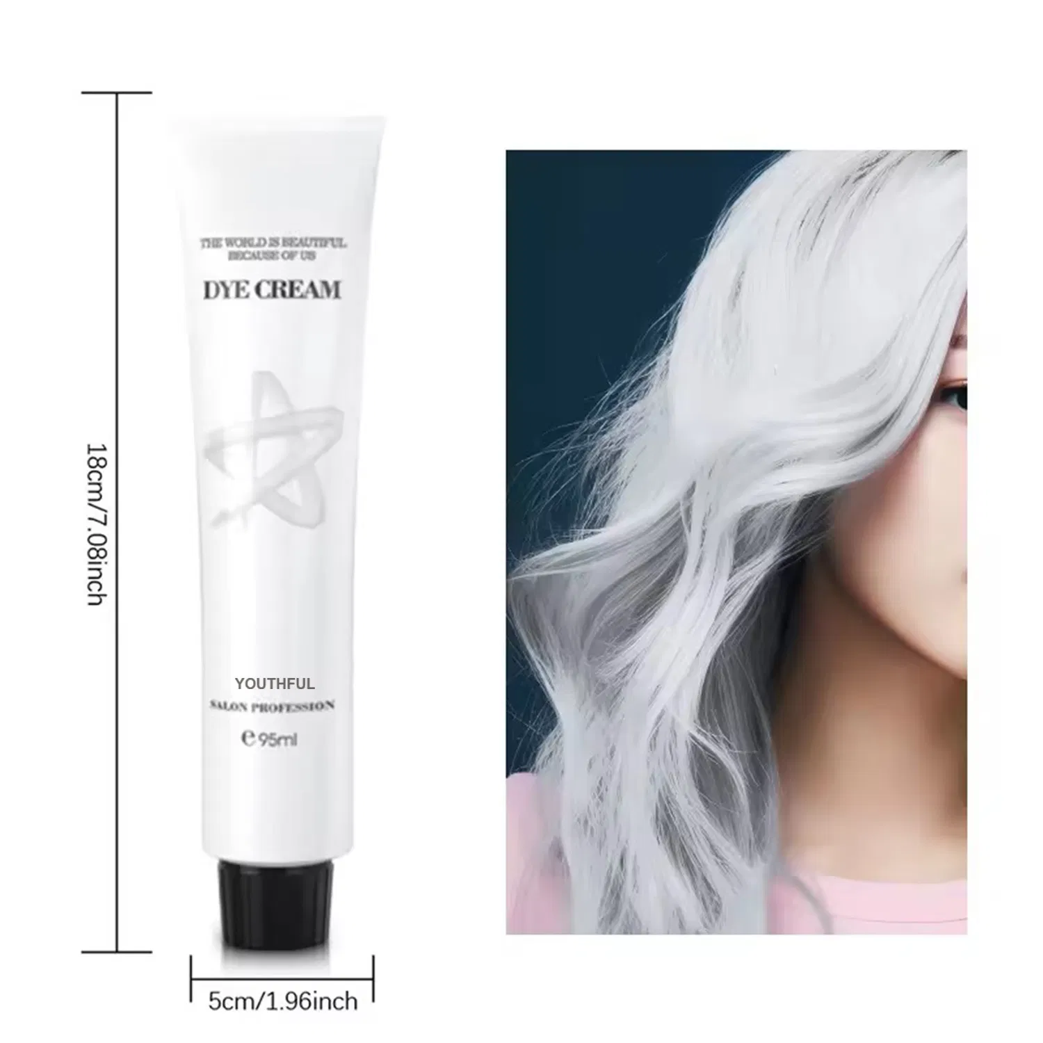 Unisex 100ml Light Grey Silver Permanent Hair Dye Color Cream