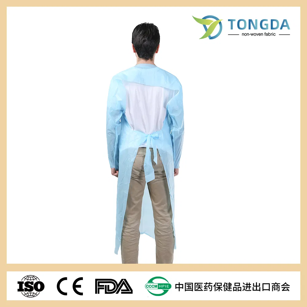 Disposable Sleeve CPE Gown Open Back with Thumb Loops