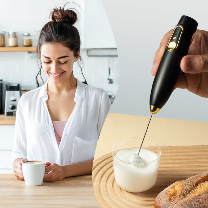 2025 Hot Kitchen Accessories Rechargeable Stainless Steel Mini Mixer Electric Milk Frother