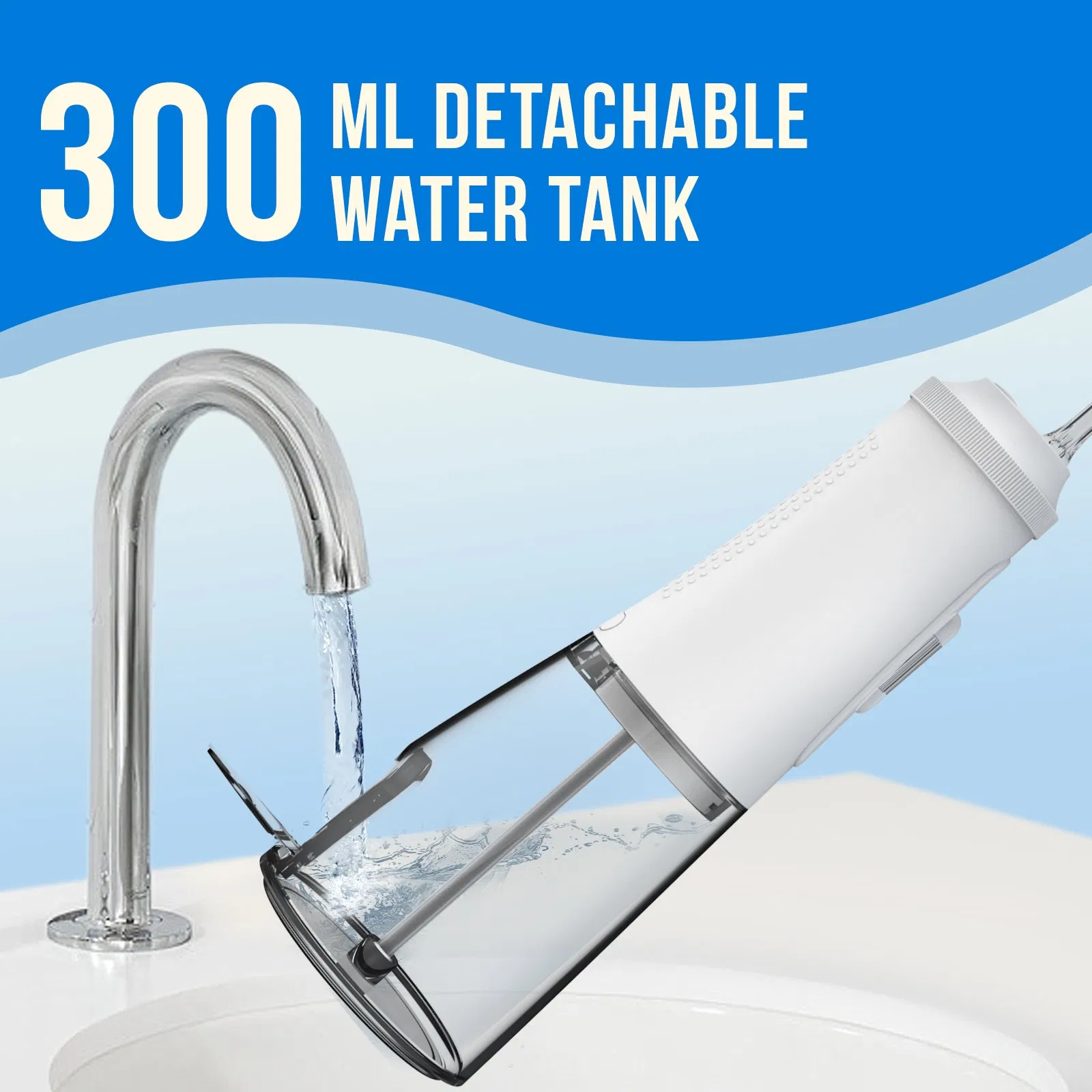 DIY Mode Dental Care Cordless Water Dental Flosser Oral Irrigator with 300ml Water Tank