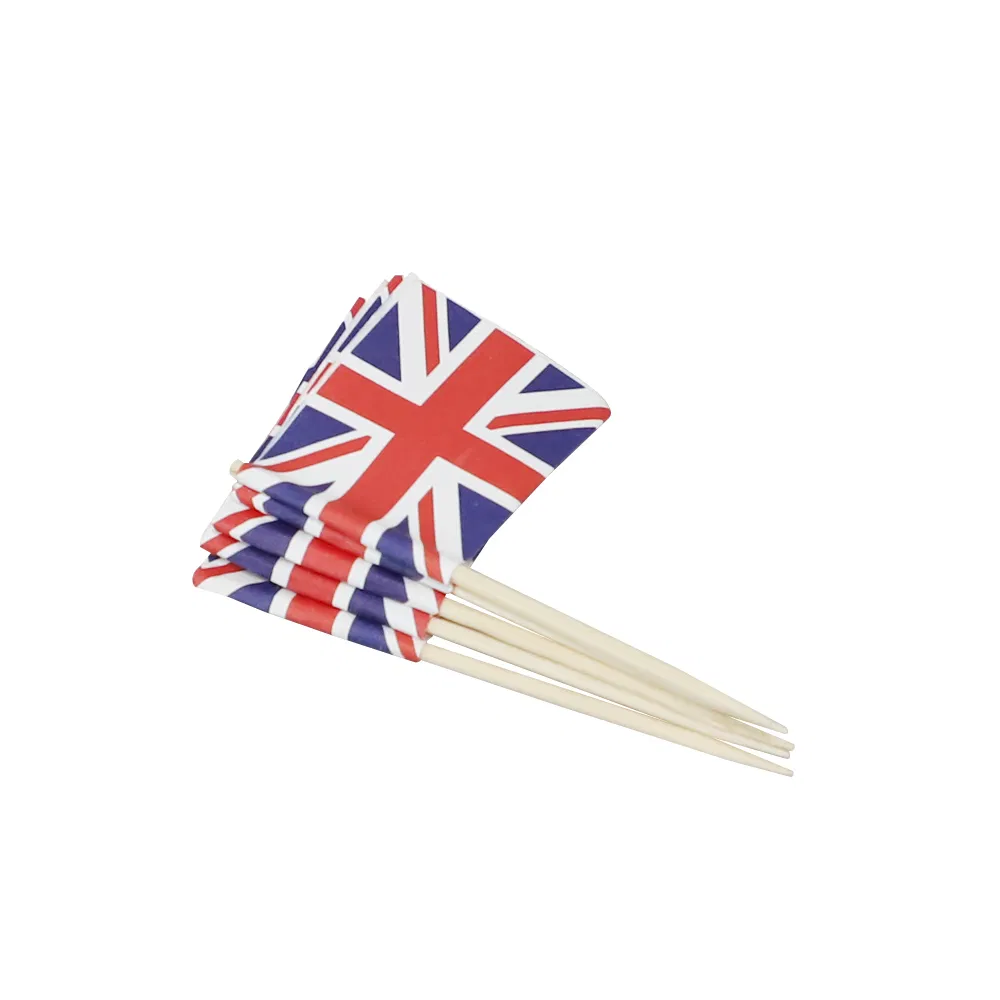 Custom 65mm Countries Sandwich Cake Decorations Wooden Toothpick Flag for Party