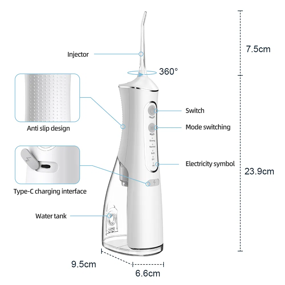 Jssan Oral Irrigator Portable Water Flosser Type-C Charging 4 Mode DIY Pulse High Pressure Oral Cleaner Toothbrush