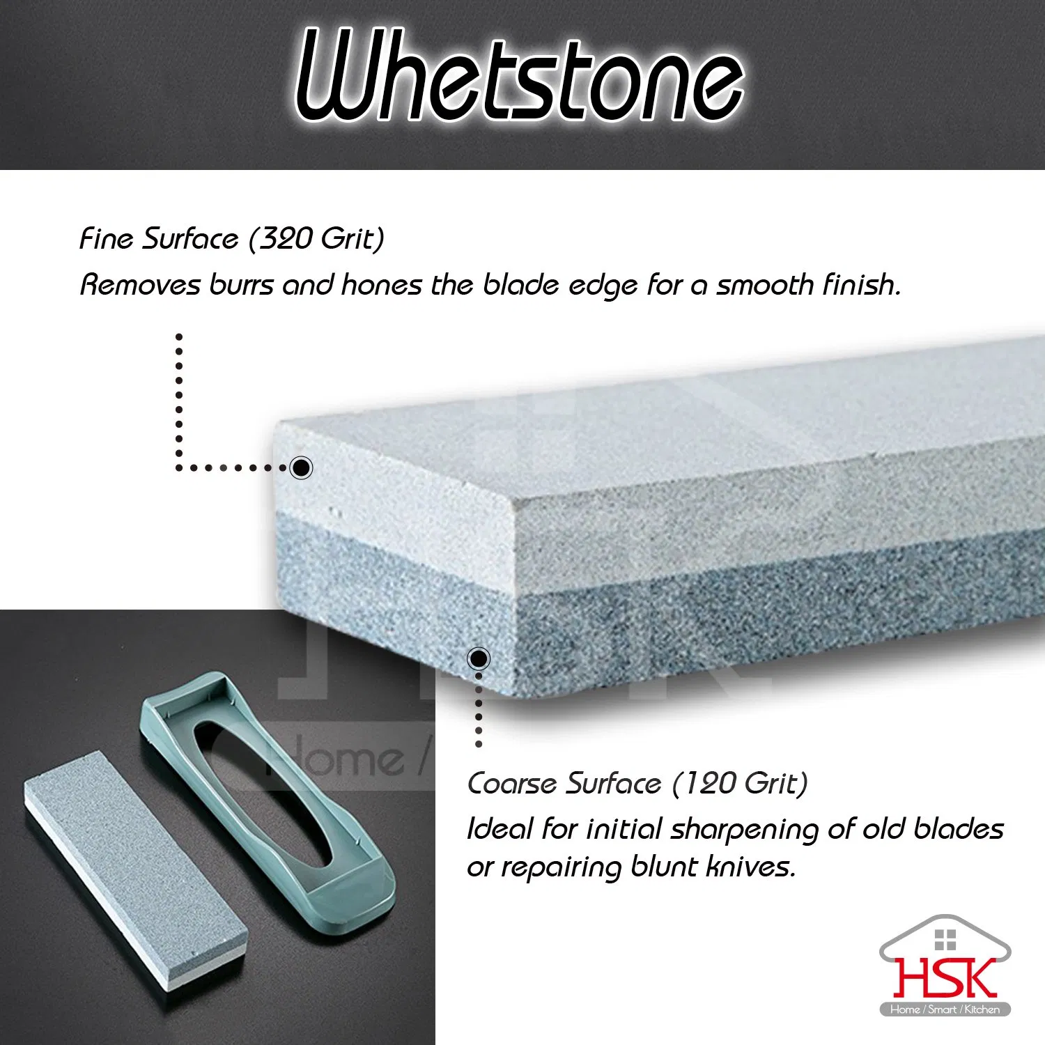 Household Sharpening Stone, Anti-Slip Base, Stone for Sharpening Knives