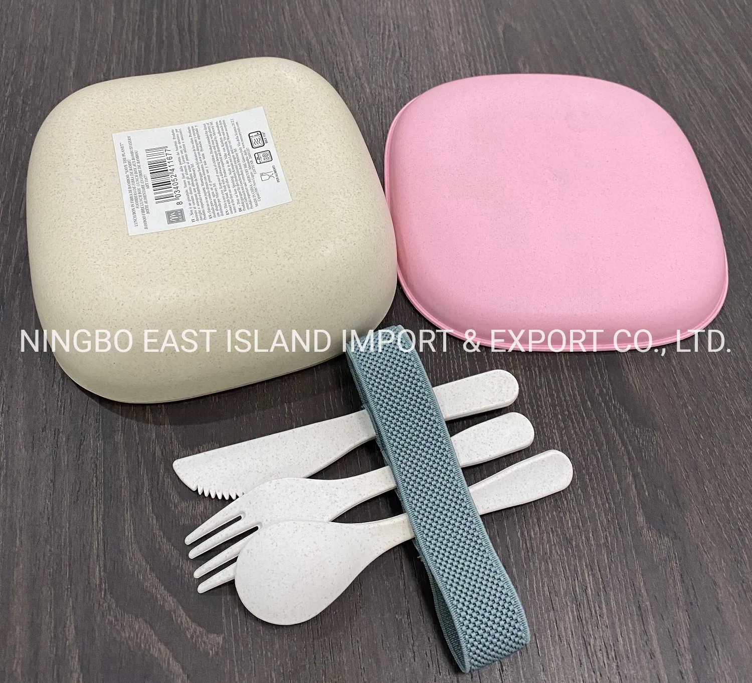 2023 Eco-Friendly Biodegradable School Lunch Box Bamboo Fiber Lunch Box with Dinnerware Sets