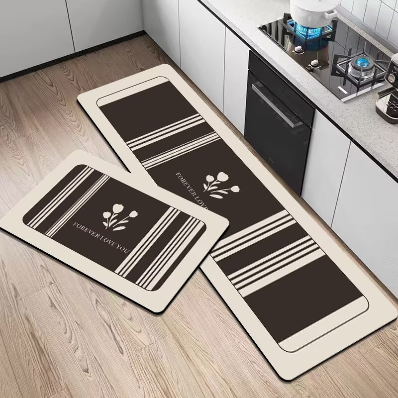 Modern Kitchen Carpets and Bath Mats Rug Bathroom for Floor Carpet Tiles Area Rug Black