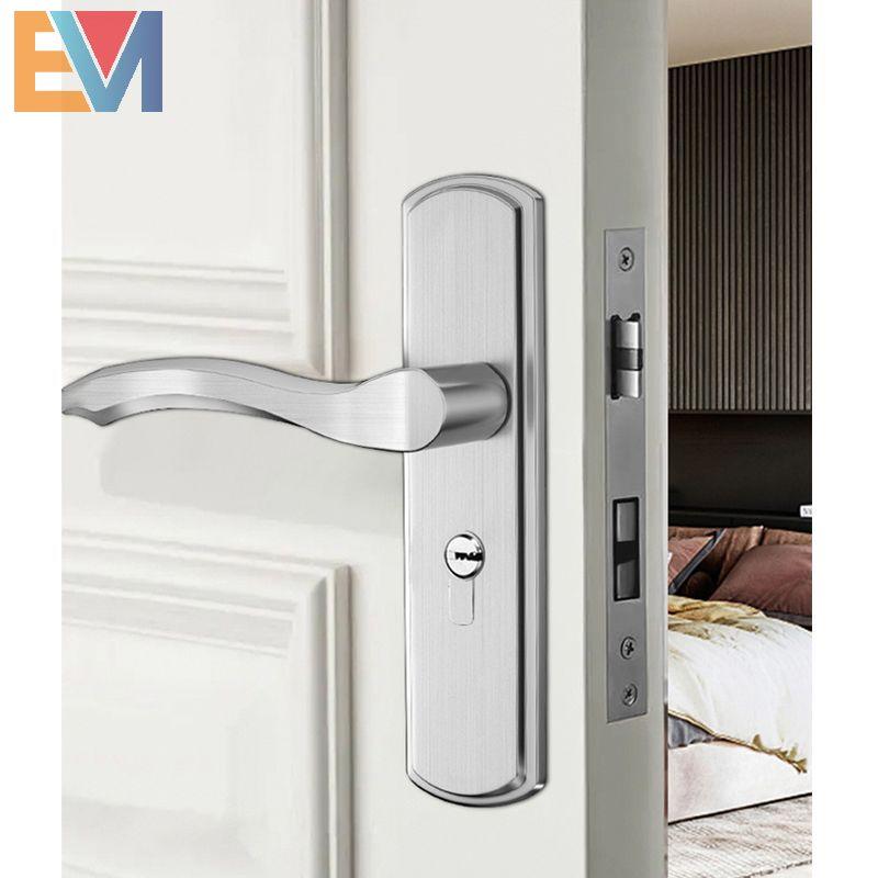 Furniture Hardware Security with Plate Stainless Steel Simple Style Wooden Door Lever Handles Door Lock
