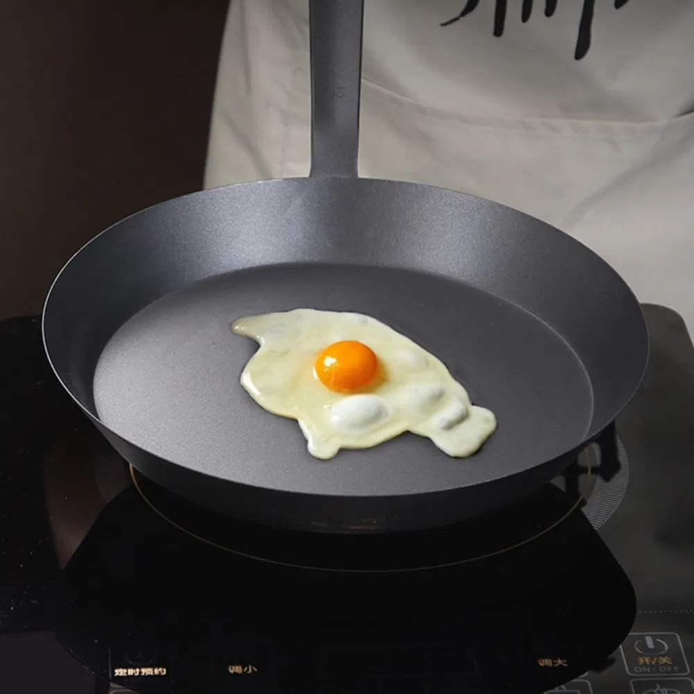 22 Cm Steel Iron Non Stick Induction Steak Frying Pan Black Griddle