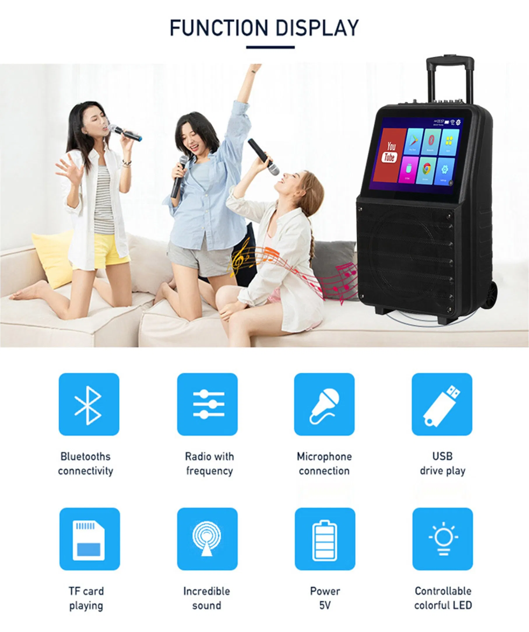 Портативная караоке-система с сенсорным экраном и Android