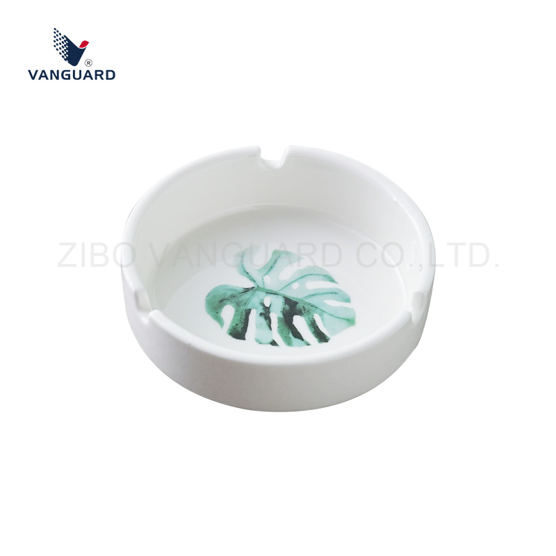 Promotion White Round Cigarette Outdoor Ashtray Custom Ceramic Ashtray with Design