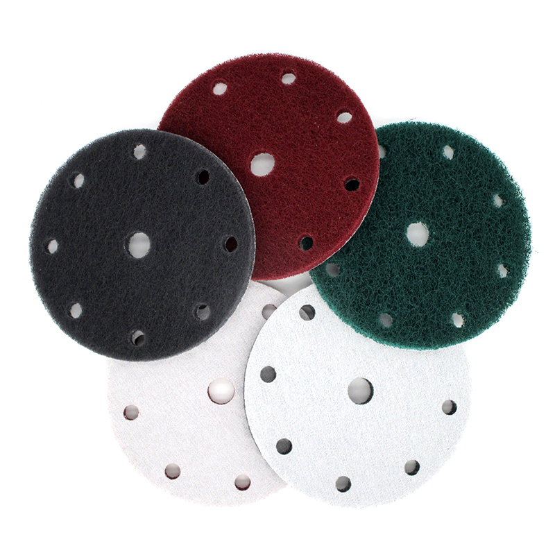 6 Inch 150mm Round Hook and Loop 9-Hole Scouring Pad Industrial Heavy Duty Nylon Cleaning Cloth