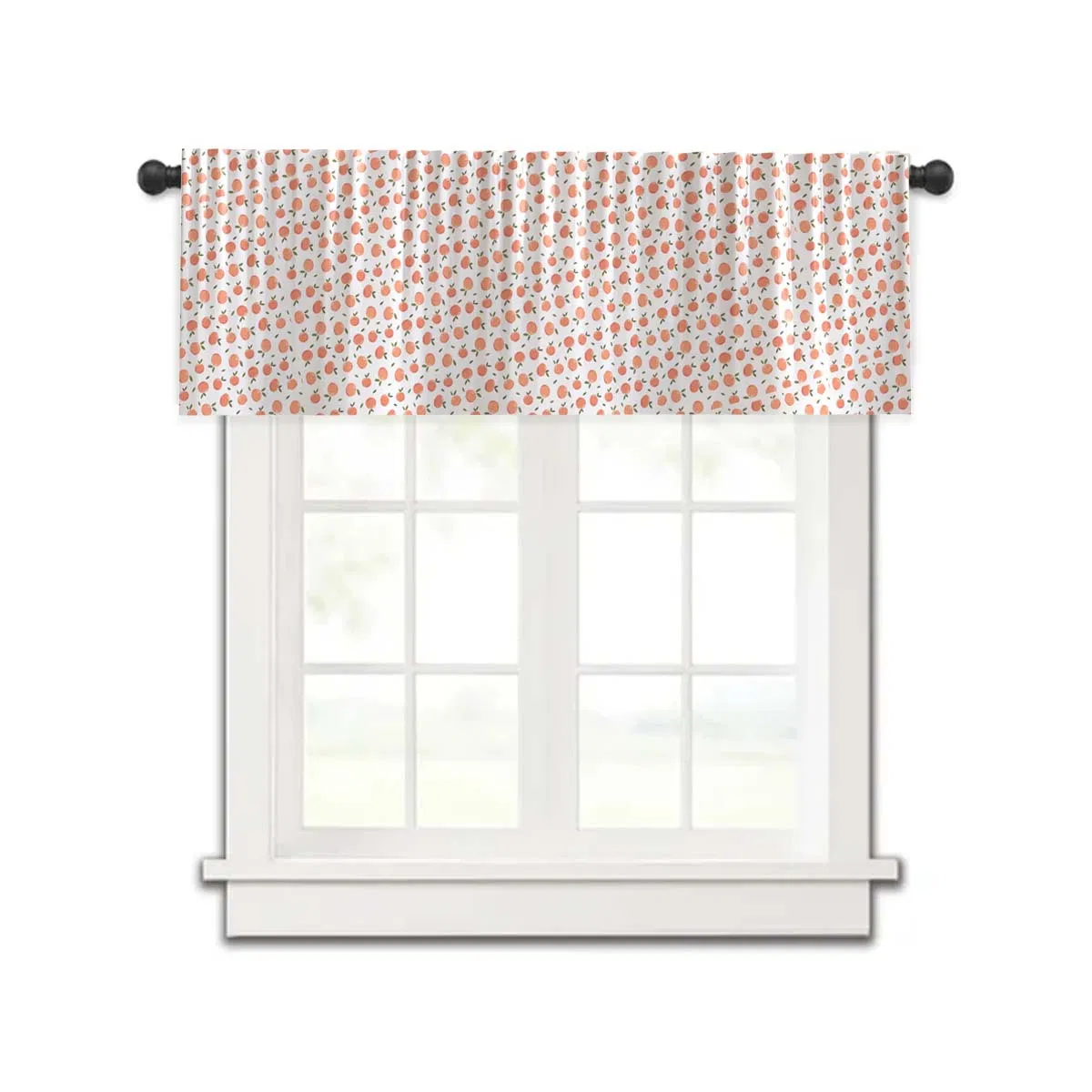 Curtains Made of Polyester Fabric with Cartoon Fruit Prints, Semi-Blackout Window Curtains Without Poles