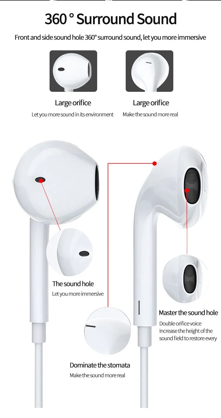 Earpods with Lightning Connector Appl Earphone 7 Generation Earphone Genuine Flat Head Earphone Cable