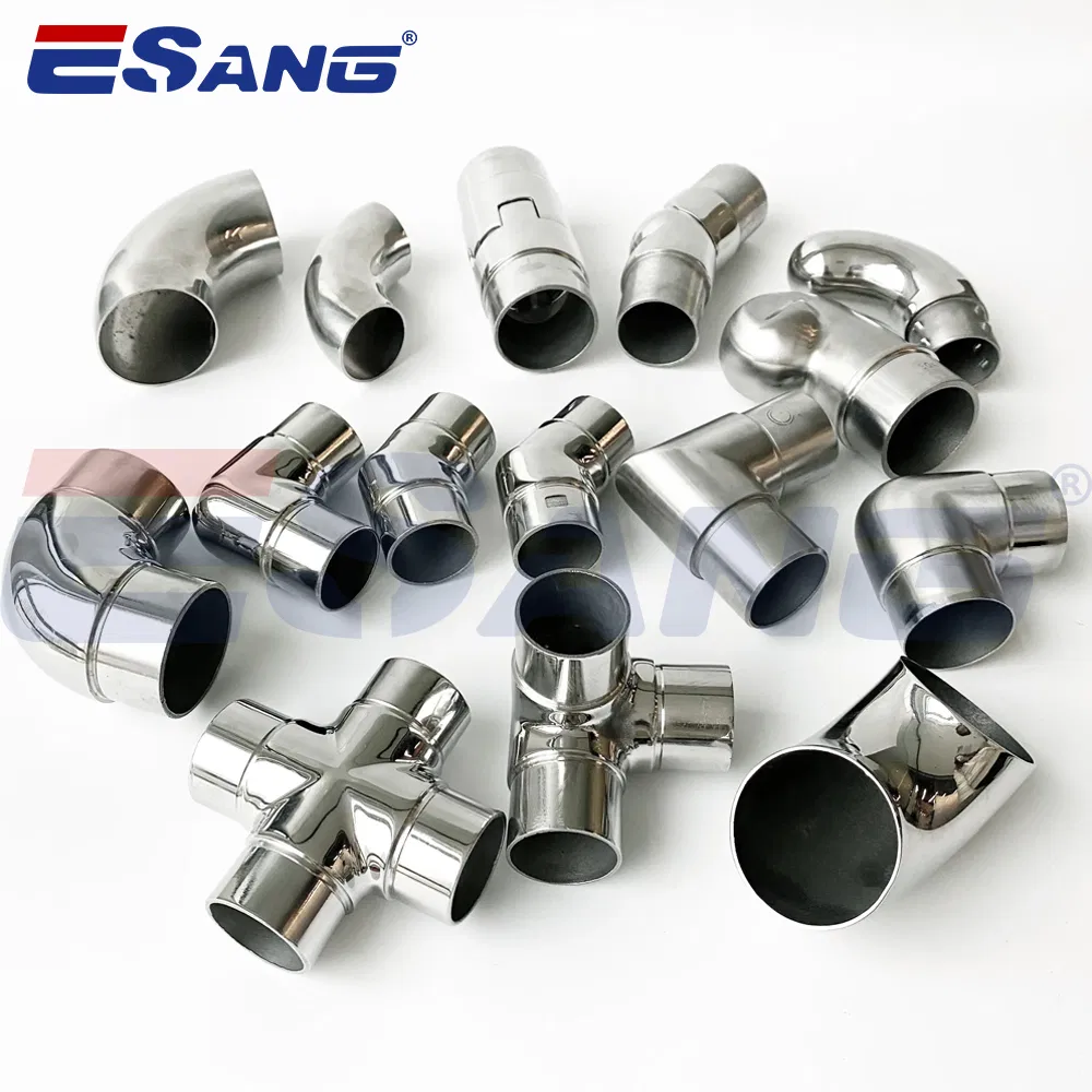 Esang Pipe Connector Elbow/Glass Balustrade Stairs Handrail Bracket 304 Steel Fittings for Glass Railings