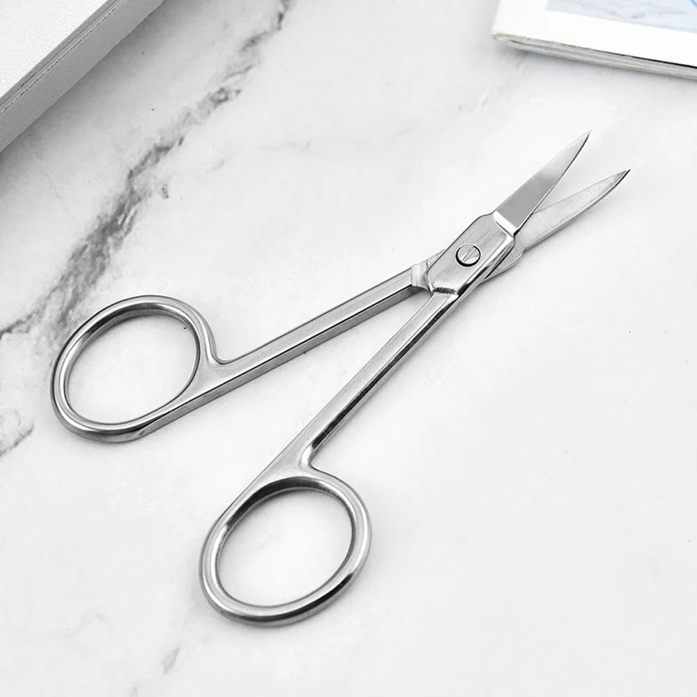 Men's Nose Hair Scissors Stainless Steel Eyebrow Scissors Profession Elbow Scissor