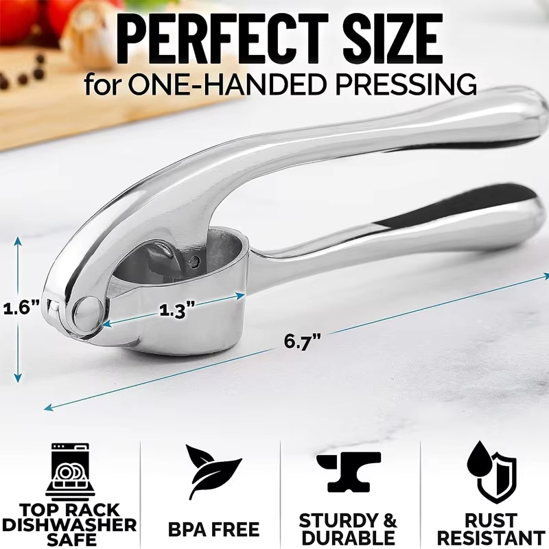 Factory Wholesale Stainless Steel Garlic Presser Tools Clove Crasher Commercial Garlic Press Mincer