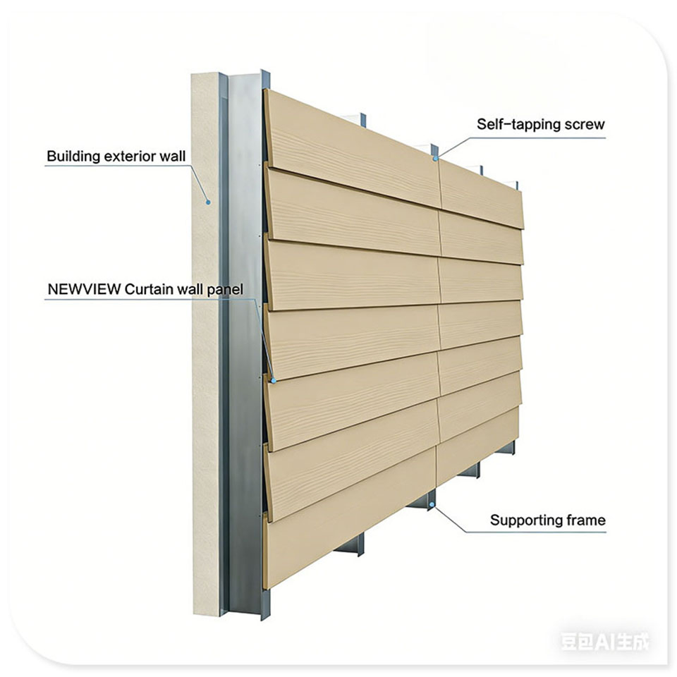 Customized Size Cement Curtain Wall Panel Overlapping Screw-Fix Curtain Wall