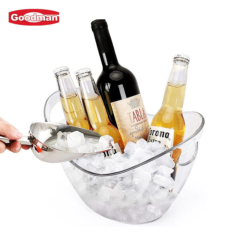 Custom Logo 12L Clear Plastic PC Wine Champagne Beer Ice Bucket for Party