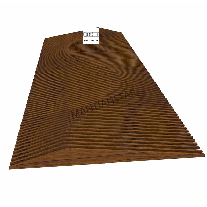Customized Interior Decoration Fireproof Wood Grain Curve Art Aluminum Baffle Stretch Ceiling