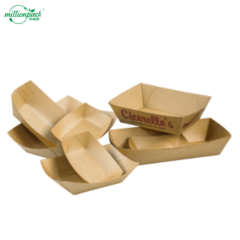 Recycled Material Stackable Kraft Paper Boat Tray for Reduced Environmental Impact