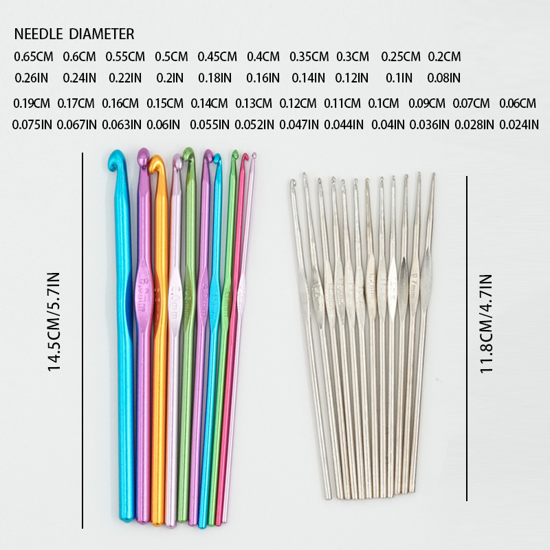 Aluminum Crochet Hook+Iron Crochet Hook Set (22PCS/set)