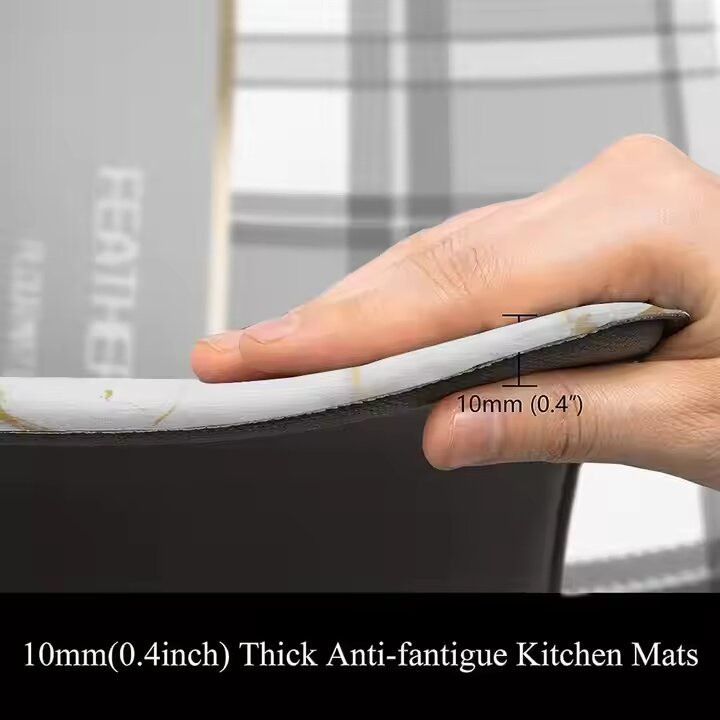 Kitchen Bathroom Anti Fatigue Floor Rugs Non Slip Gold White Printed Mat