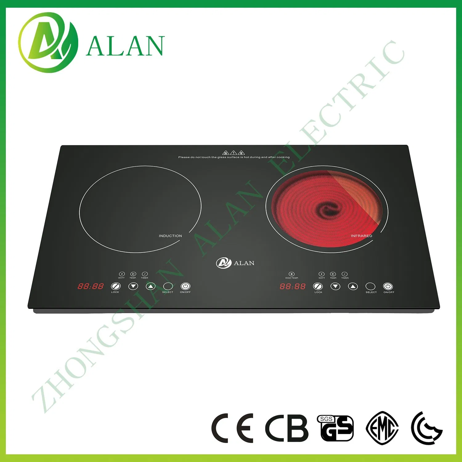 Factory Direct Supply High Firepower Domino Induction Cooker Double Hotplate Cooktop Real 1200+1800W