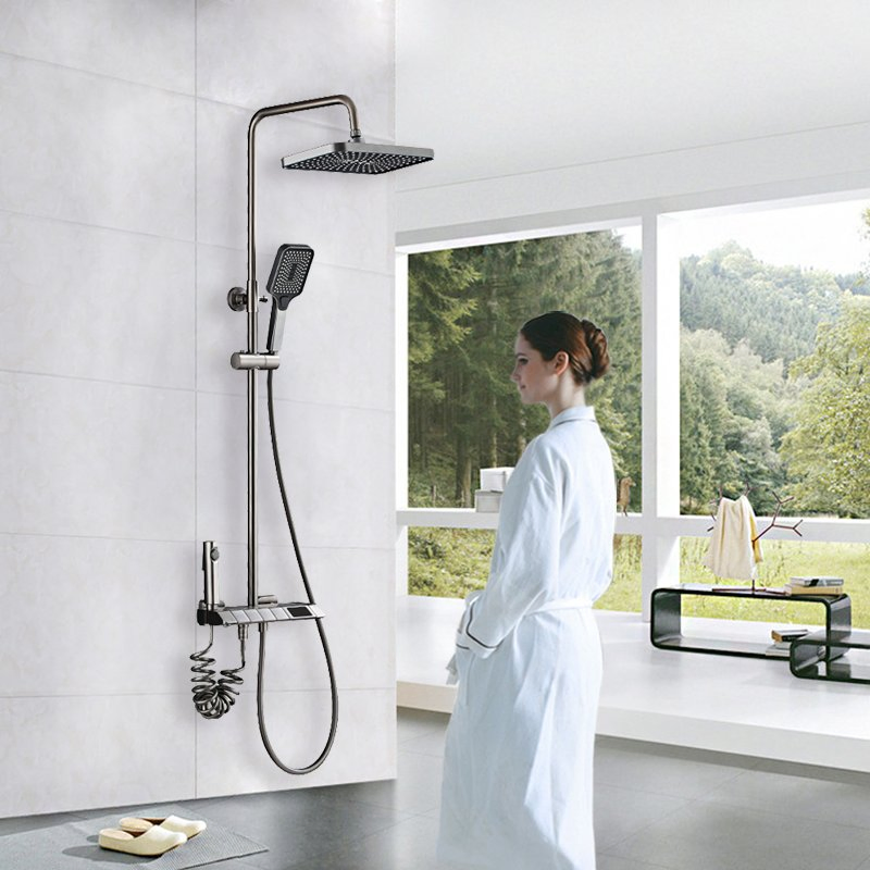 Bathroom 4 Function Shower Faucet Piano Key Mixer Tap Shower Sets