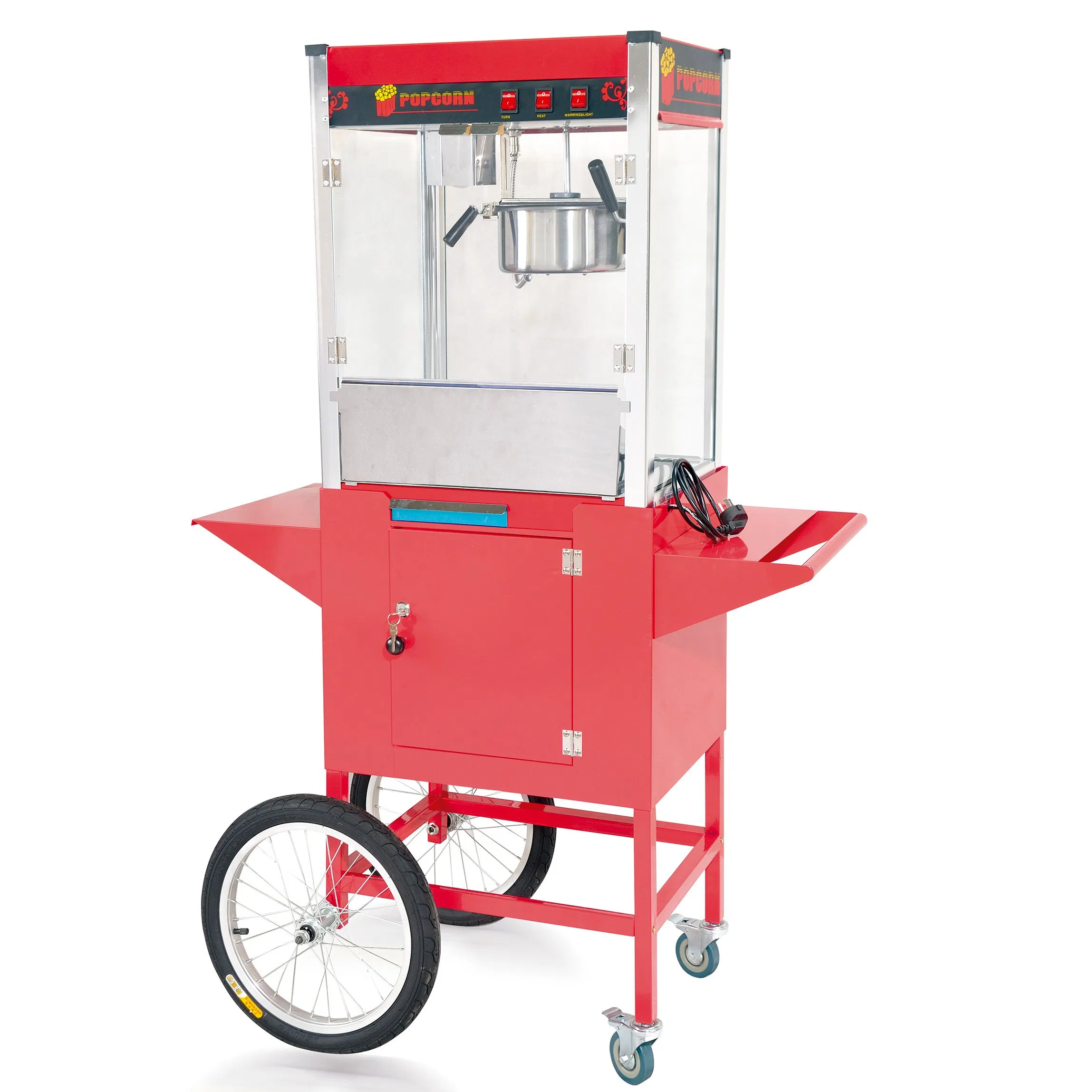 Commercial-Grade Electric Popcorn Machine with Removable Trolley with Theater-Style for Stadiums/Carnivals/Cinema Bulk Orders