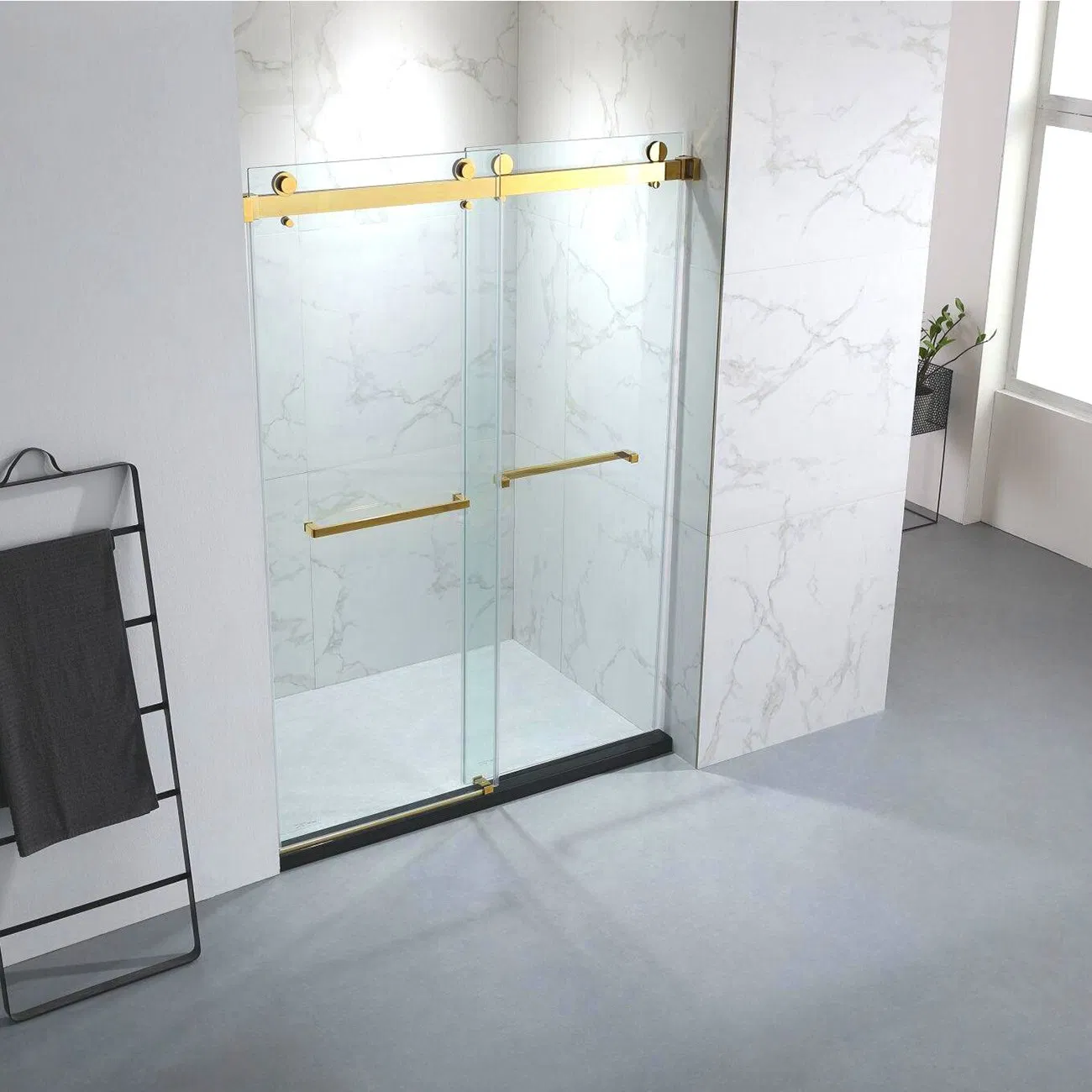 American Top Sales Bathroom Sliding Shower Glass Door Slider Kit Stainless Steel Hardware System Accessories