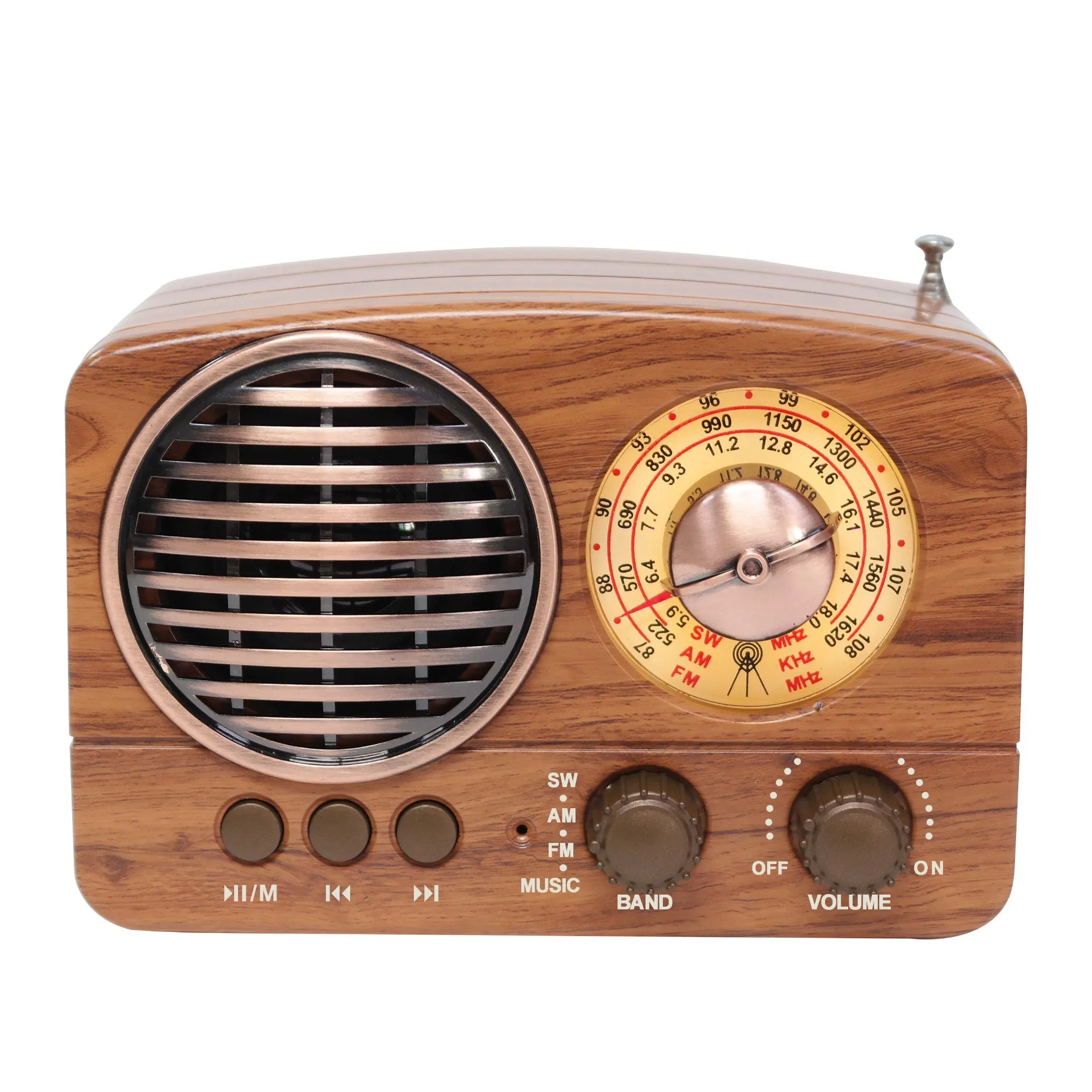 Портативное ретро-радио с Bluetooth, FM/AM/SW, USB, TF