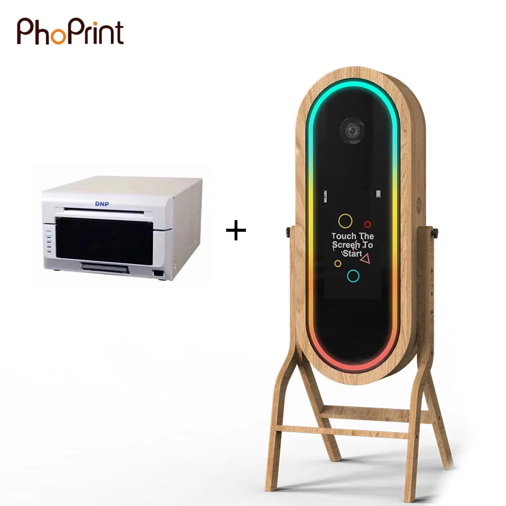 Phoprint Wooden 55 Inches Touch Screen Photo Booth Instant Print Events Mirror Photo Booth