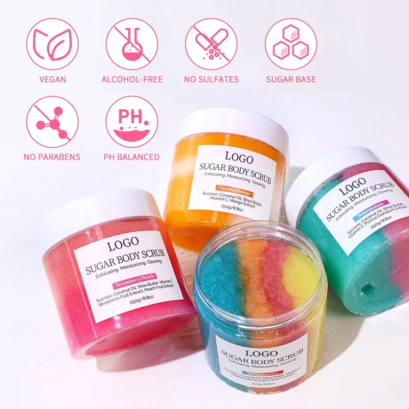 Ditong Custom Shea Butter Coconut Oil Smooth Skin Remove Dull Body Exfoliating Vegan Fruit Sugar Scrub