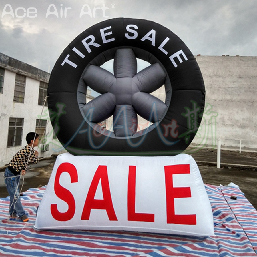 Customizable Inflatable Tire Model with Build-in Fan for Tire Shop Promotional Advertising