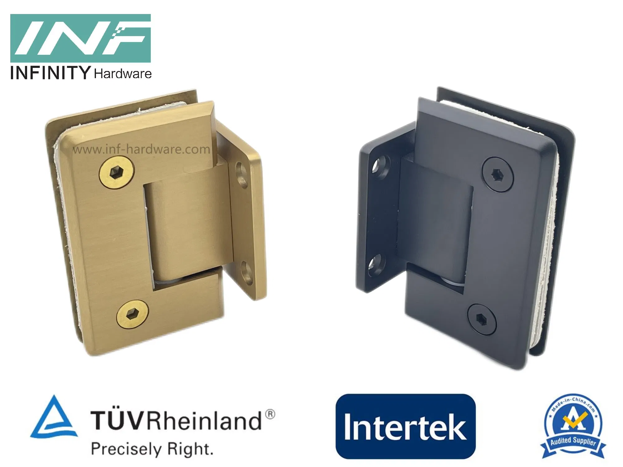 Brass Stain Gold Glass to Wall Short Plate Shower Hinge for Glass Fitting