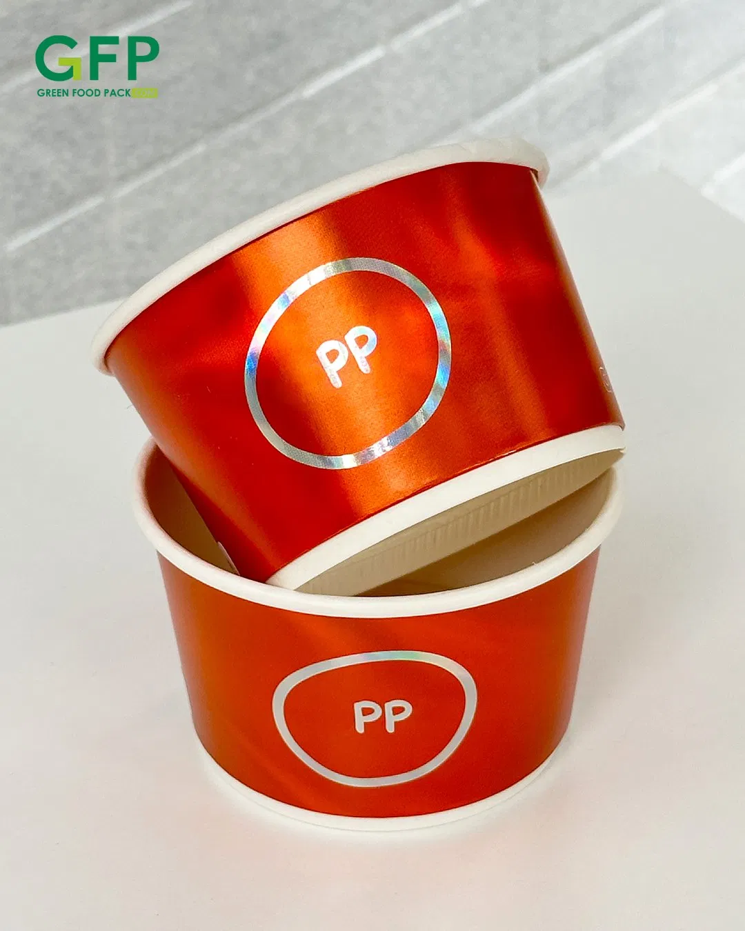 Disposable Takeaway Packaging Ice Cream Container Tubs Paper Cup with Lid