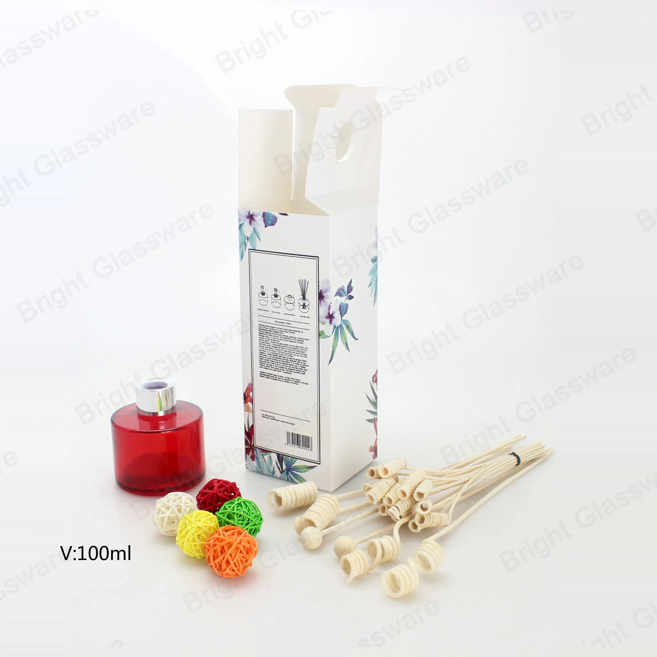Customized 100ml Round Diffuser Glass Bottle with Box