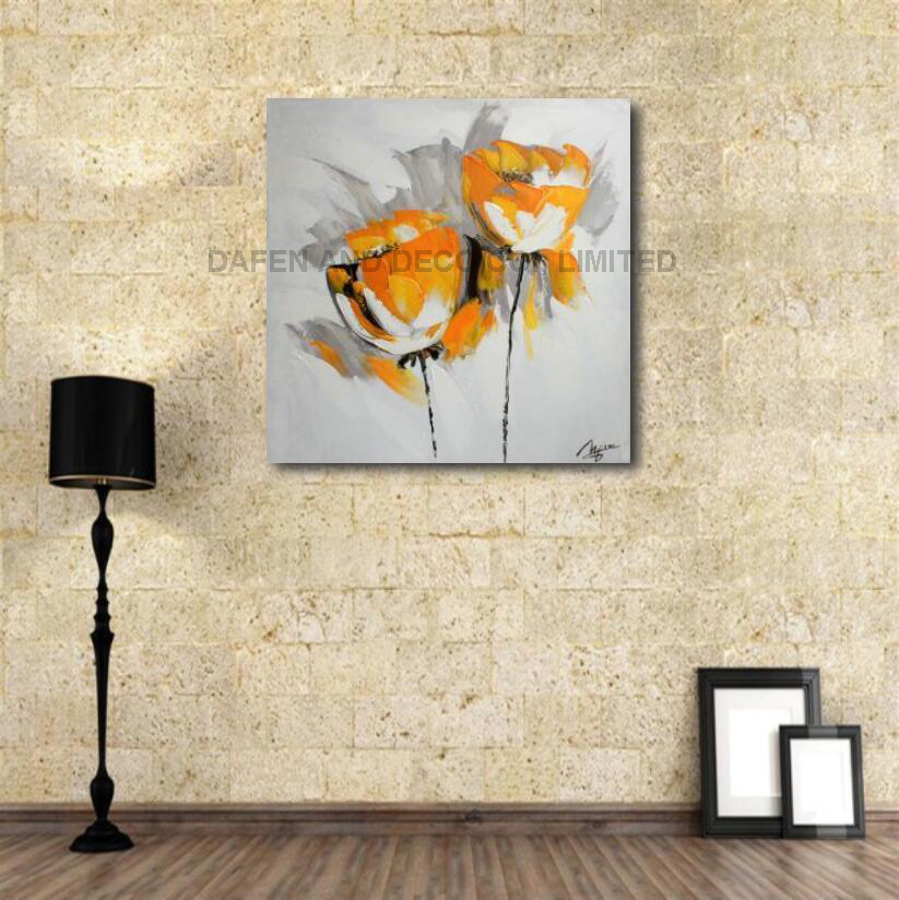 Orange Decorative Flower on Oil Painting