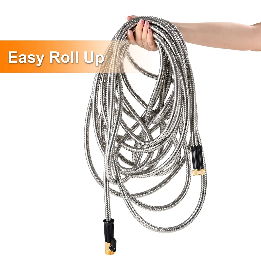 Burst-Resistant Flexible Expandable 50FT Stainless Steel Garden Watering Hose with PVC Inner Tube for Car Washing