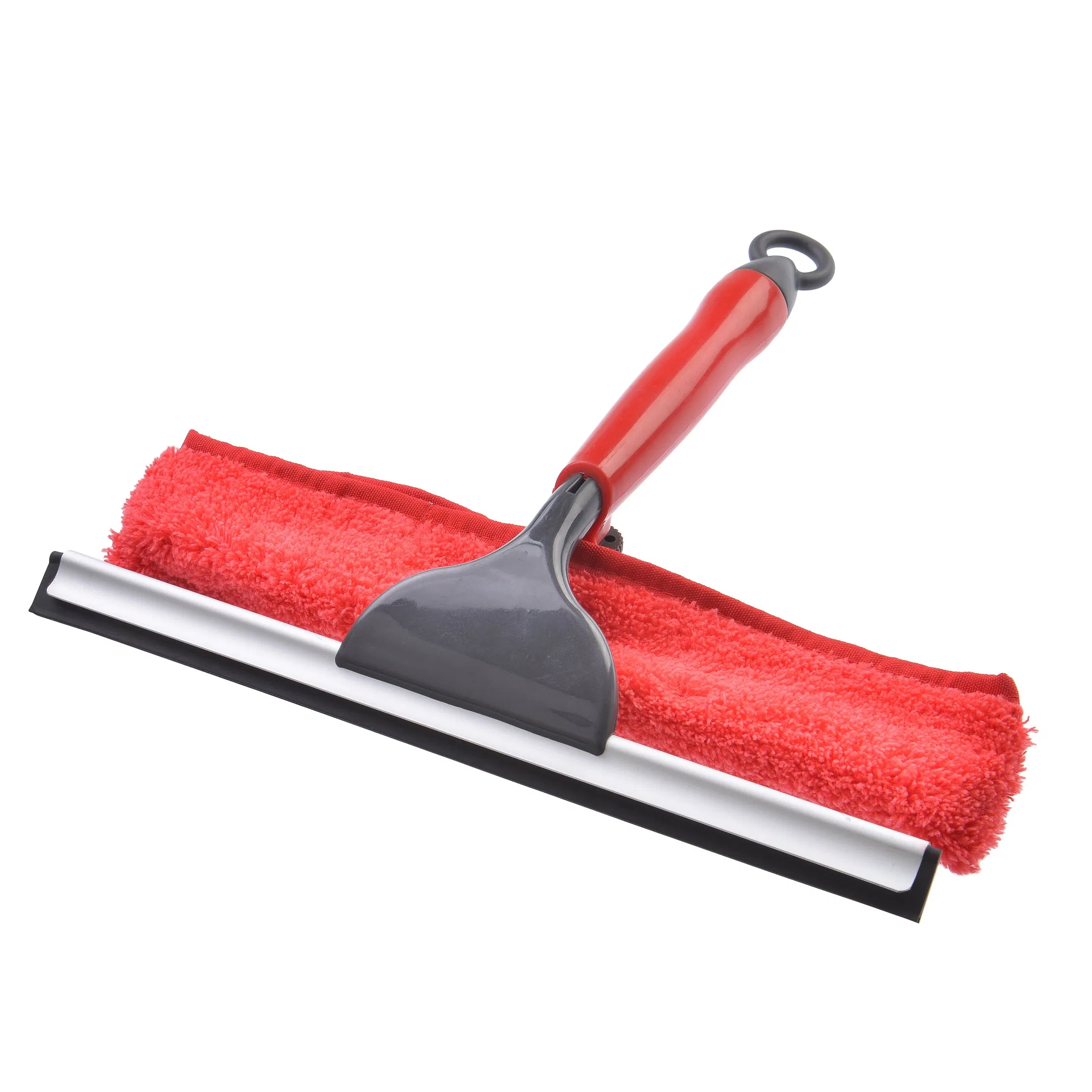 Microfibre Window Scrubberr with Dobule Side Head Microfiber Wiper and Rubber for Indoor Outdoo Windows Glass Windshield Cleaning