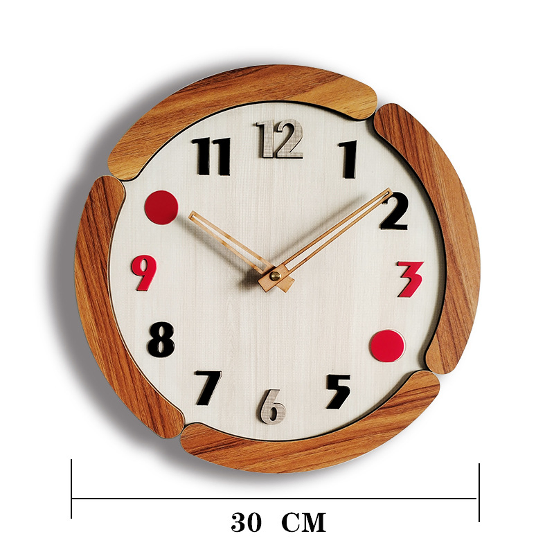 Nordic Minimalist Silent Wooden Wall Clock for Living Room