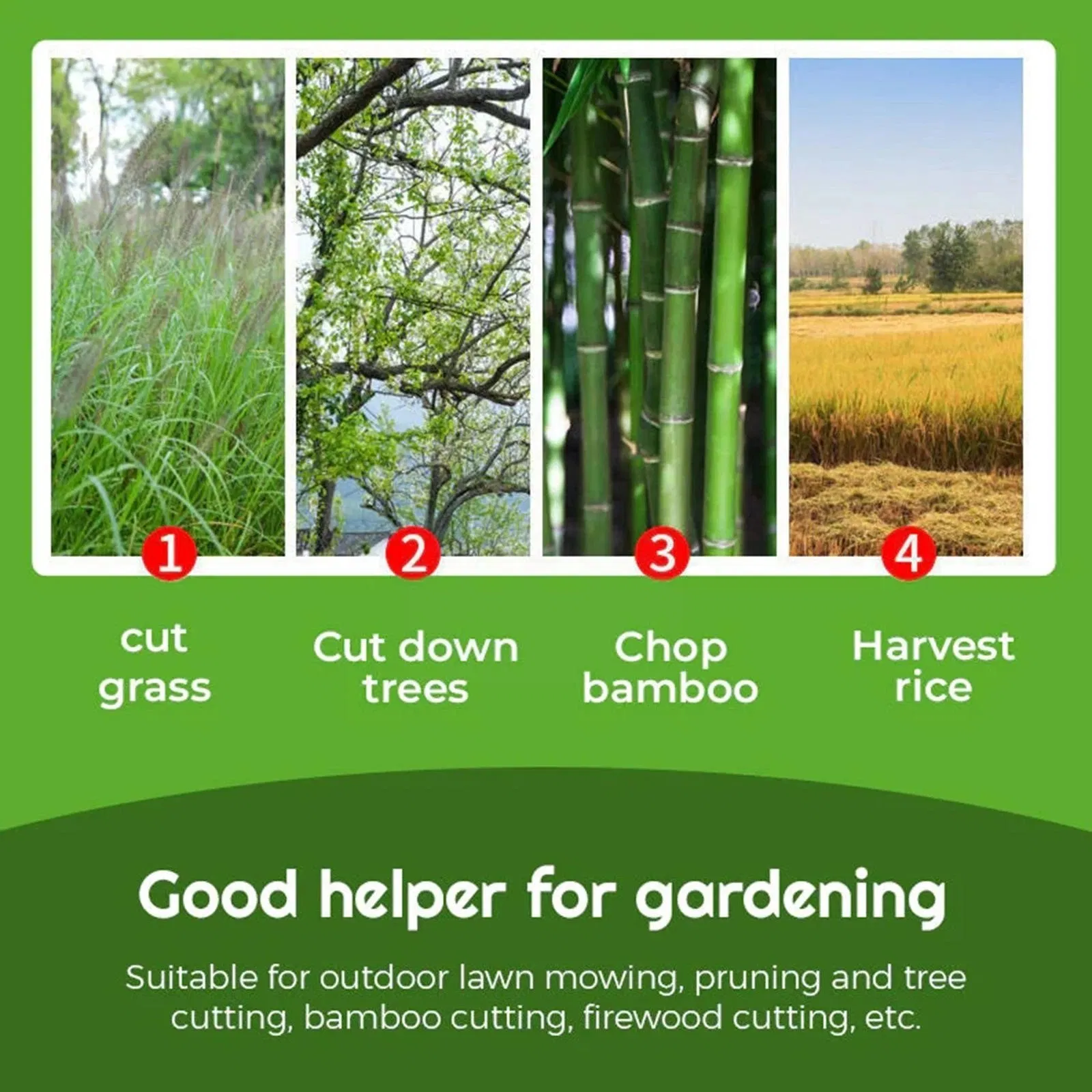 High Manganese Steel Double Scythe Gardening Weeding Handheld Trees Garden Farming Chopping Clearing Multif Scythe Sickle