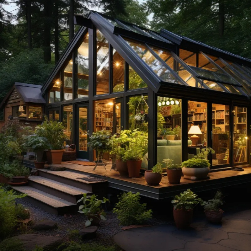 Barbeque Balcony Freestanding Sunroom Round Spherical Shape Triple Glass Panel Glass House