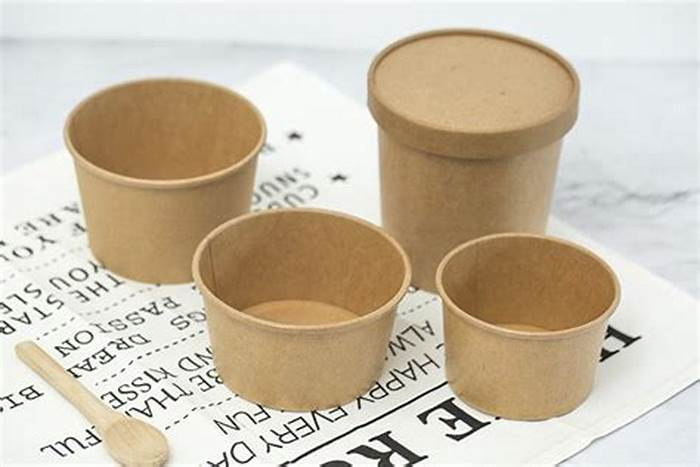 Wholesale Square Kraft Paper Container Rectangular Ice Cream Paper Bowl