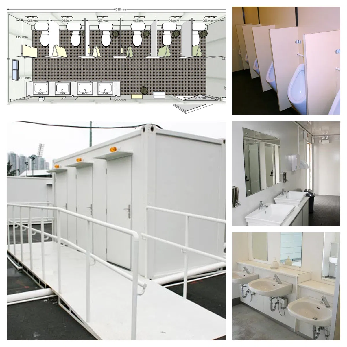 Modular portable Prfab Prefabricated Trailer Toilet /Caravan.