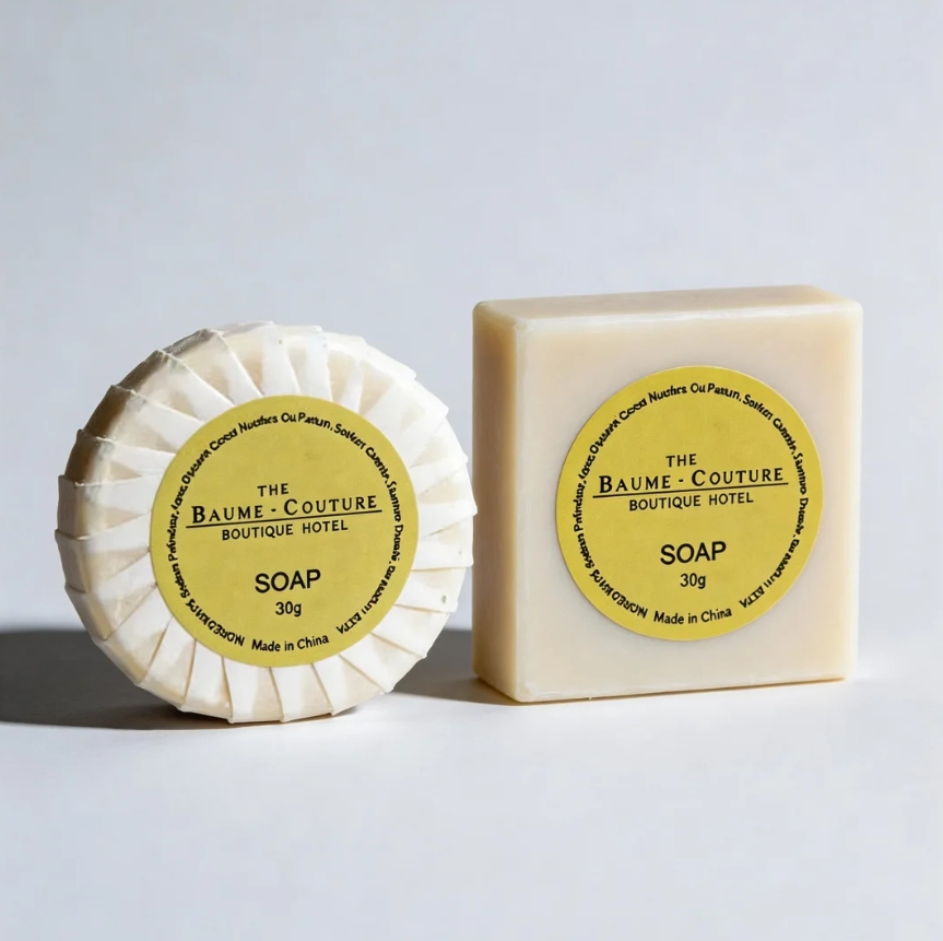 30g Round Hotel Soap with Laminated Paper Packaging and Custom Label