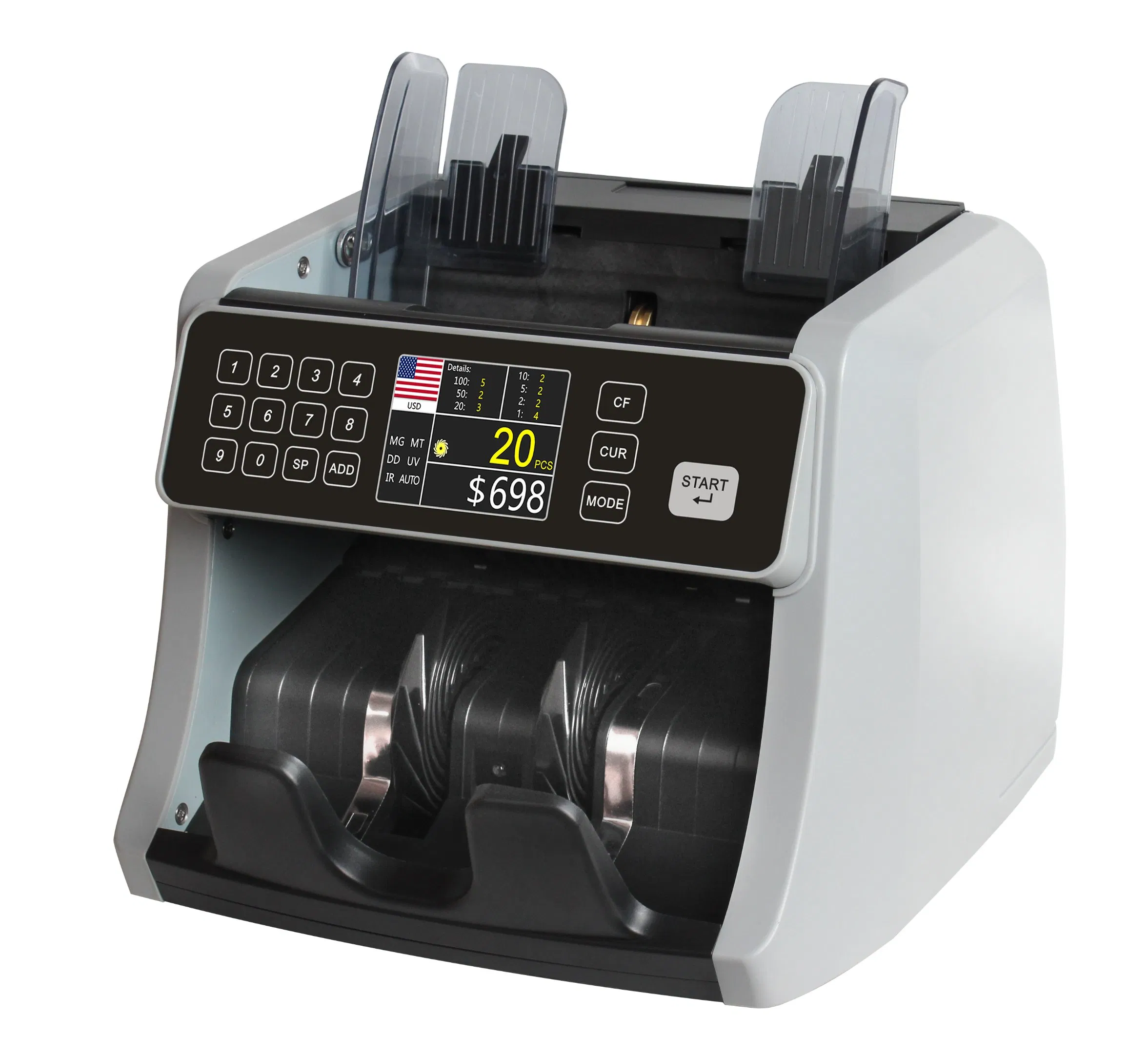 Al-160t Front Loading Bill Counter Money Counting Machine Single Denomination Value Counter