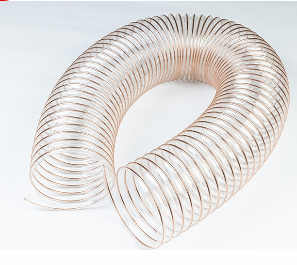 Flexible Plastic Air Duct Cleaning Tubing Transparent PU Steel Wire Duct Hose