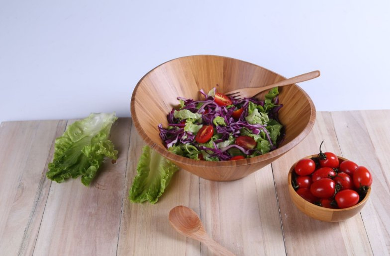 Customizable Server Serving Acacia Big Wooden Salad Bowl
